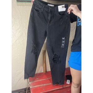 So NWT Women's Black Wash Stretch High Rise Mom Jean‎ size 0/24